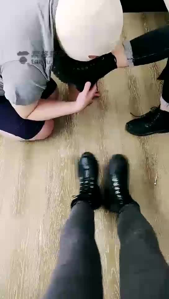 Double s leather shoes and cotton socks training male slave