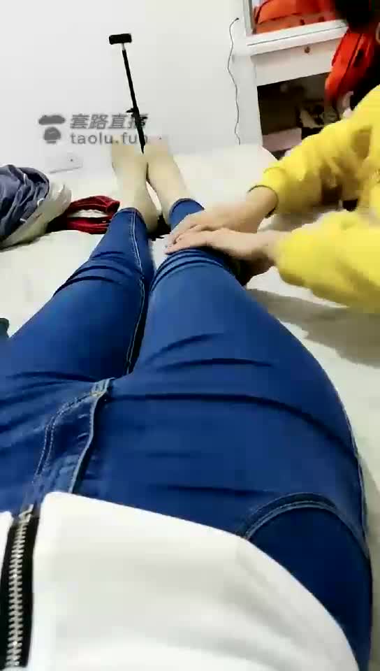 Jeans riding foot fetish female slave