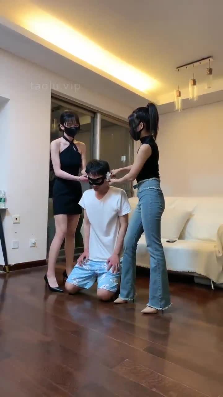 2 Mistress play slave boy
