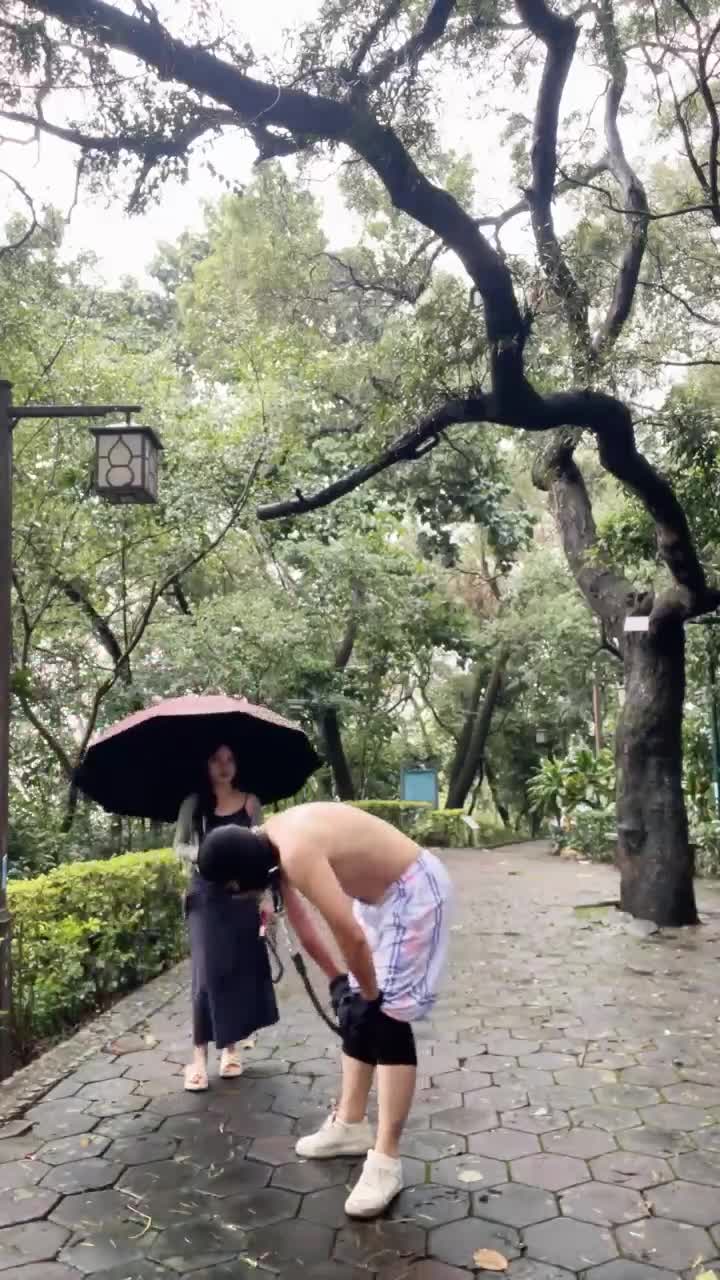 香芋朱朱 户外调教 雨中虐待爬行