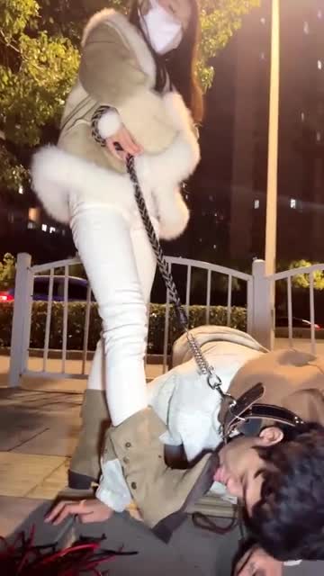 玫瑰 超大胆户外马路边公开调狗